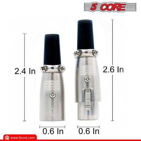 5 Core 3 Pin XLR Male Female Microphone Audio Cable Connector 2 pieces xlr 1 pair