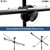 5 Core 4 Pieces Dual Microphone Stand, Foldable Tripod Boom Stand On-Stage Stands Short Adjustable Mic Stand For Singing 360 Rotating with Dual Mic Clip Holders Heavy Duty MS DBL S 4 Pcs