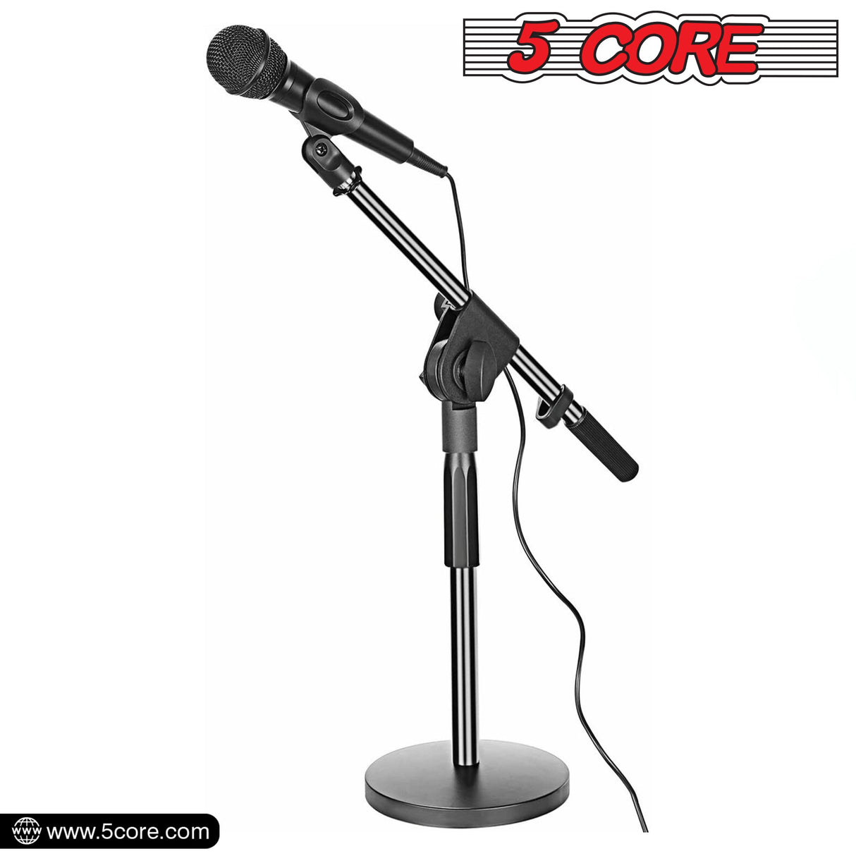 5 Core 2 Pieces Adjustable Desk Microphone Stand Boom Arm w/ Non-Slip Mic Clip Twist Clutch MSSB 2PCS