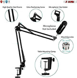 5 Core 2 Pieces Microphone Suspension Boom ARM Mic Stand, Adjustable Scissor Arm Stand With Mic Clip For Upgraded Studio Microphone For Radio Broadcasting, Voice-Over, Stage, TV Stations MS ARM WH+BLK