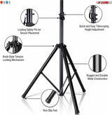 5 Core PA Speaker Stands Adjustable Height Professional Heavy Duty DJ Tripod with Mounting Bracket and Tie, Extend from 40 to 72 inches, Black - Supports 132 lbs SS HD 1PK BLK BAG