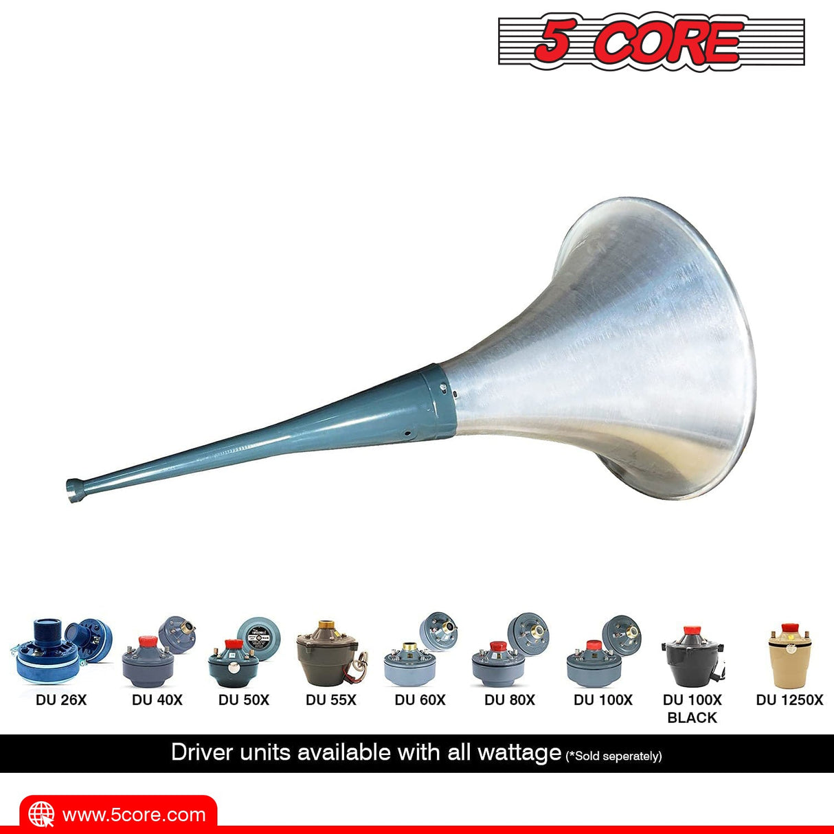 5 Core Indoor Outdoor PA Horn Speaker Waterproof Long Range Trumpet Horn 22 Inch TH 22
