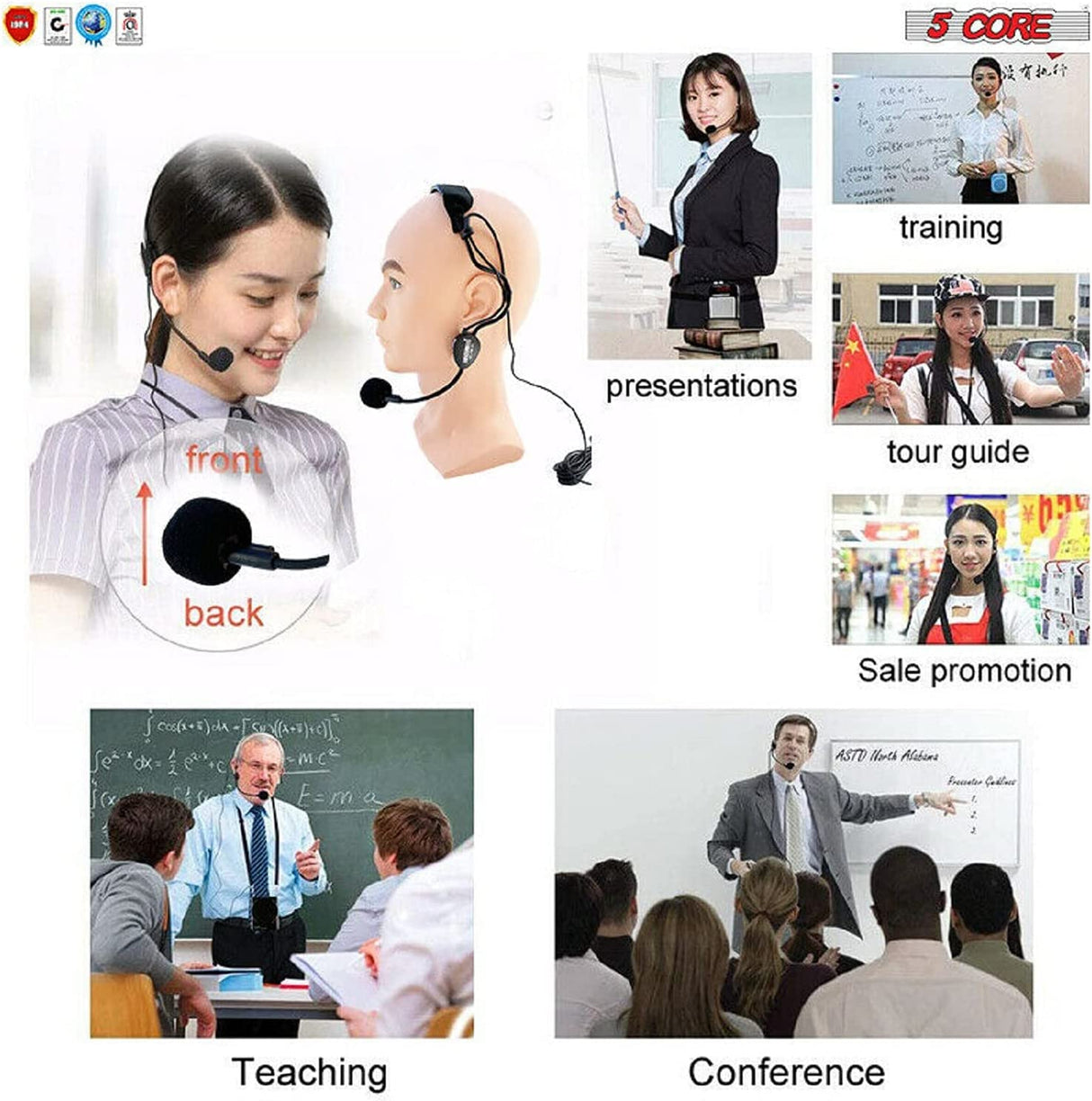 5 Core 3.5mm Head-Mounted Wired headset microphone Condenser Headworn Microphone with MIC