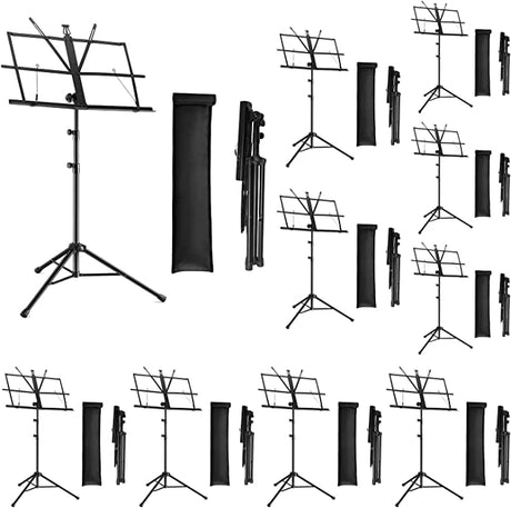 5 Core 10 Pieces Music Stand for Sheet Music Folding Portable Stands Light Weight Book Clip Holder Music Accessories and Travel Carry Bag MUS FLD 10PCS