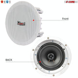5 Core 6.5" Ceiling Round Speaker| Surround Sound Speakers for Whole House Audio| Perfect for Office, Kitchen, Living Room, Bathroom| White, Paintable-Grille- CL 6.5-02