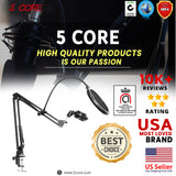 5 Core Microphone Stand with Adjustable Suspension Boom Scissor Arm Stand with 3/8/'' Screw Adapter Shock Mount Double Layer Pop Filter Mic Clip Holder Cable Ties- ARM SET 21