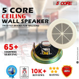 5 Core Premium 6 Inch Ceiling Speaker Outdoor Speaker Wired Waterproof Ceiling System in Wall/in Ceiling Mounted Indoor Outside Patio Backyard Surround Sound Home Exterior CL 663T