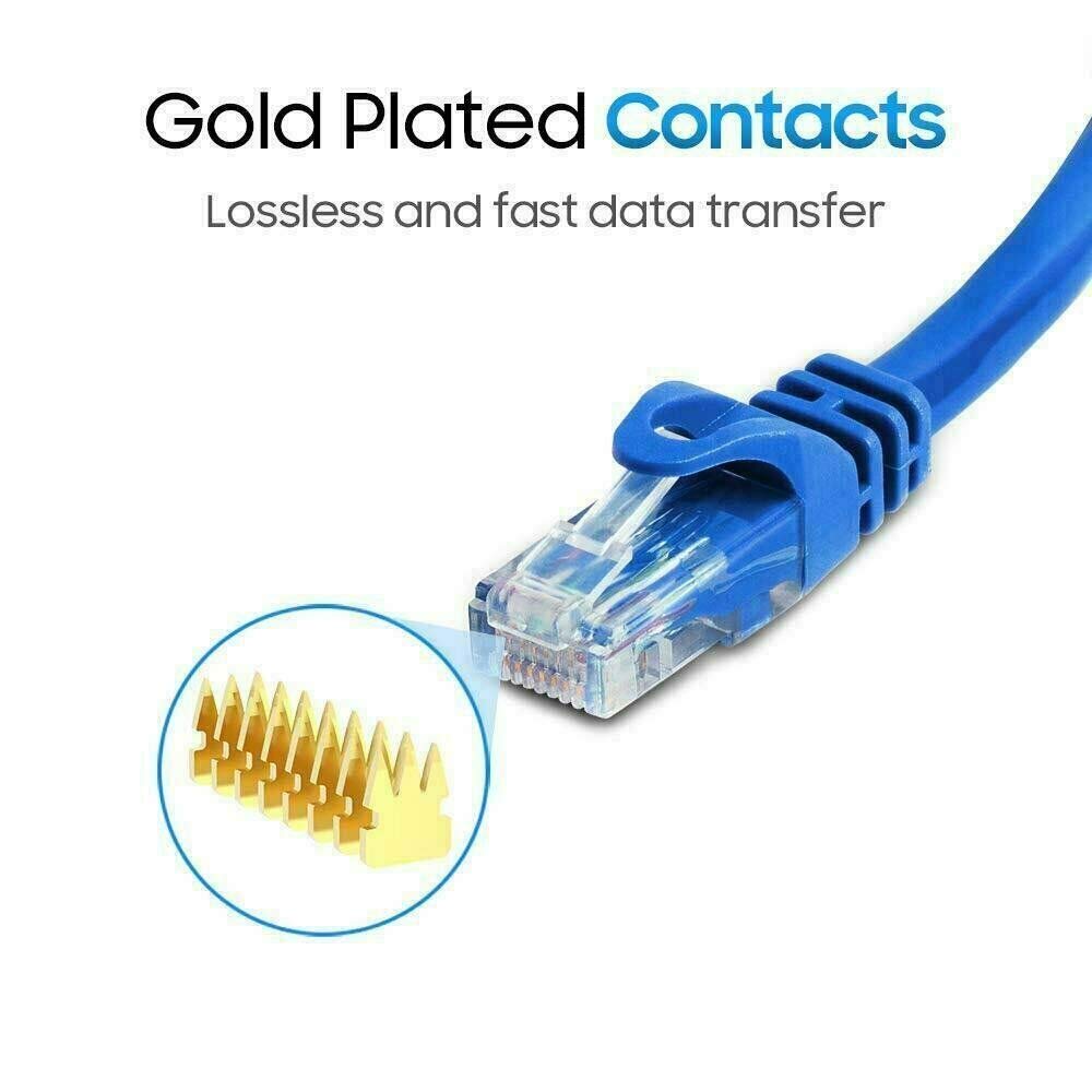 5 CORE Cat6 Ethernet Cable, Internet Network LAN Patch Cords, Outdoor&Indoor,1.5FT High Speed 26AWG LAN Network with Gold Plated RJ45 Connector, Weatherproof for Router/Gaming/Modem ET 1.5FT BLU