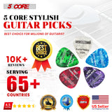 5 Core 20 Pieces Stylish Celluloid Guitar Premier Picks Ultra Thin Lightweight Extremely Durable Plectrums Mixed Colorful GTR PICKS 20PCS