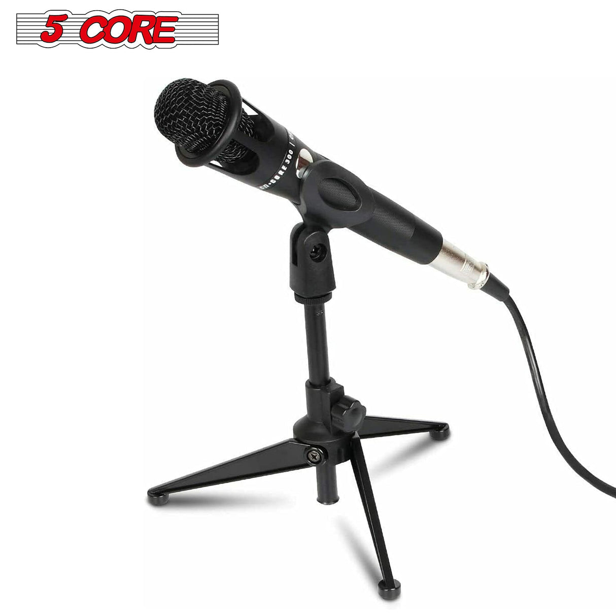 5 Core 2 Pieces Adjustable Desktop Microphone Stand Mini Tripod Tabletop Foldable Mic Clip MS MINI TRI BLK 2PCS