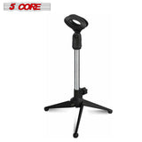 5 Core 2 Pieces Premium Mini Microphone Stand Tripod Universal Adjustable Desk Microphone Stand Portable Foldable Table Top Desktop Stand with Small Plastic Microphone Clip MS MINI TRI CH 2PK