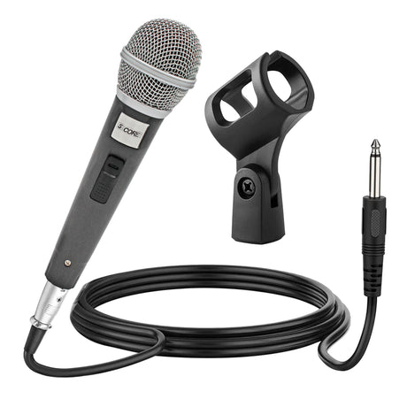 5 CORE Premium Vocal Dynamic Cardioid Handheld Microphone Unidirectional Mic with 16ft Detachable XLR Cable to ¼ inch Audio Jack and On/Off Switch for Karaoke Singing PM 18