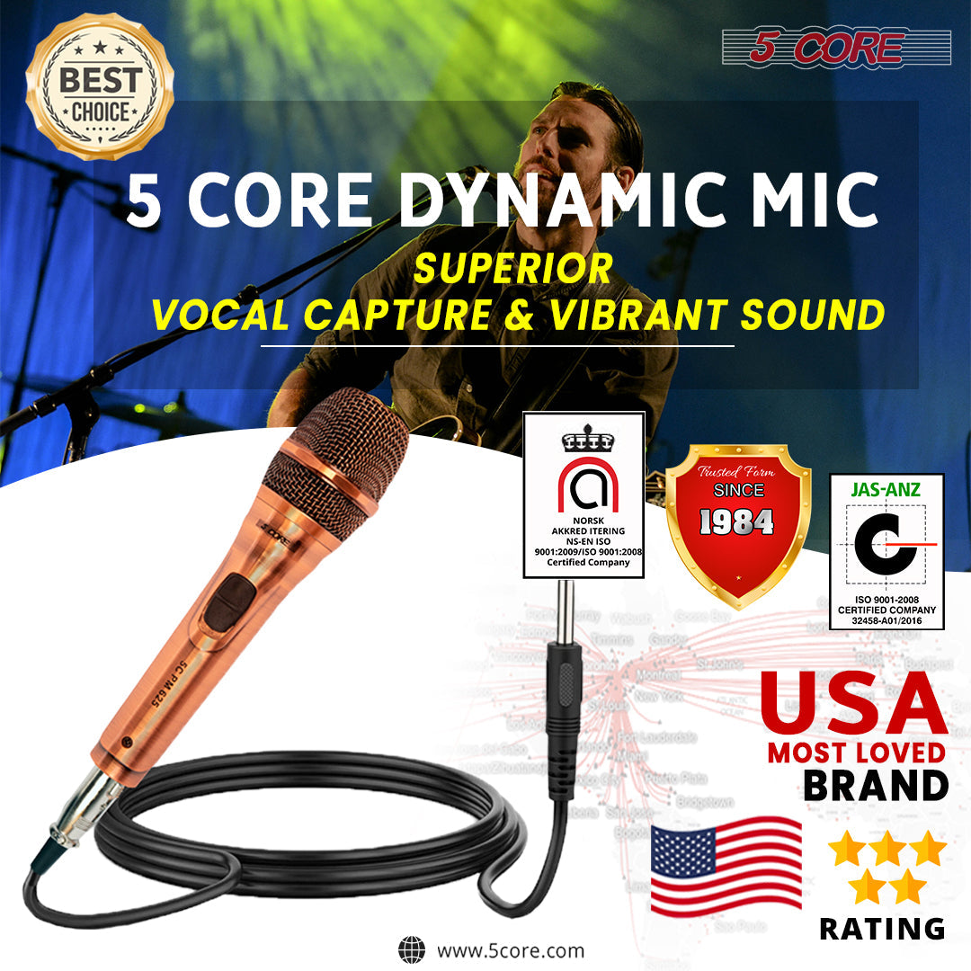 5Core 3 Pieces Dynamic Microphone Cardioid Microphone Unidirectional Handheld Mic XLR Karaoke Microphone Singing PM 625 3PCS