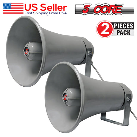 5 CORE 11 Inch Outdoor PA Power Horn Speaker Waterproof 20W RMS (200W PMPO) 8 Ohm Speakers Driver Alarm Siren Loud Indoor ABS 100 UHC 150 2Pcs