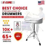 5 Core Drum Throne Saddle White| Height Adjustable Padded Comfortable Drum Seat with Two Drumsticks| Stools Chair Style with Double Braced Anti-Slip Feet, Comfortable Seat for Drummers, Guitar Players- DS CH WH SDL