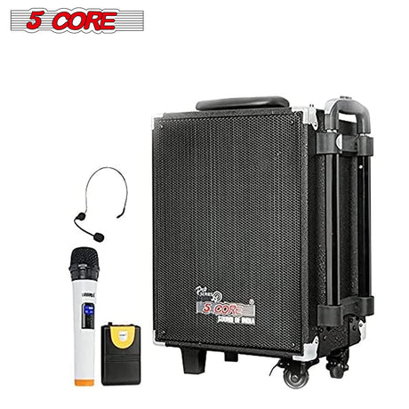 5 Core 8 Portable PA System Bluetooth Karaoke Machine / System w/ Wireless Mic PDJ-460U BT