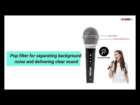 5 CORE Premium Vocal Dynamic Cardioid Handheld Microphone Unidirectional Mic with 12ft Detachable XLR Cable to ¼ inch Audio Jack, Mic Clip, and On/Off Switch for Karaoke Singing PM 58