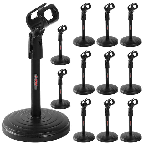 5 Core Premium Desktop Microphone Stand Adjustable Tabletop Desk Mic Stand with Non-slip Mic Clip 180 Adjustable Clamp Round Base Podcast Recording For Any Mic MS RBS (Fixed Height)