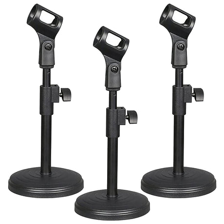 5 Core 3 Pieces Desktop Microphone Mic Stand Mini Round Base Boom Arm Height Adjustable MS RBS BOOM 3PK